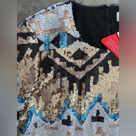 Sequin Patterned Dress - Multicolor - Picture 6 of 8